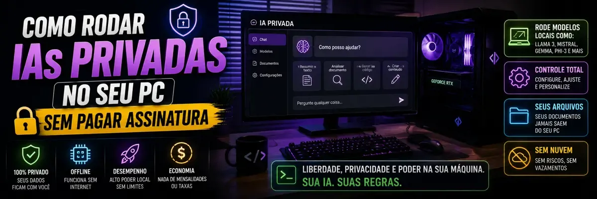Como Rodar IAs Privadas no Seu PC Sem Pagar Assinatura