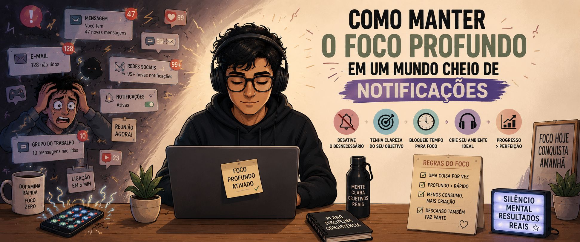 Como Manter o Foco Profundo em um Mundo Cheio de Notificações
